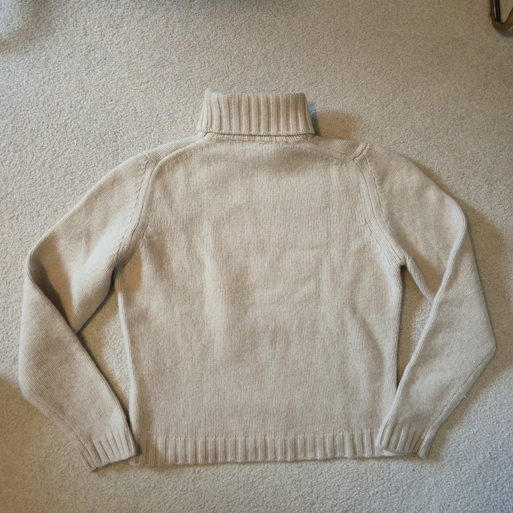Burberry Cashmere & Wool Cream Turtleneck Sweater - Picture 2 of 4
